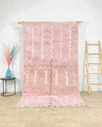Pink Striped Moroccan Rug, Bold Wool Custom Geometric Berber Carpet, Large Area Shag Boho Nursery Living Room Decor - thumbnail 1