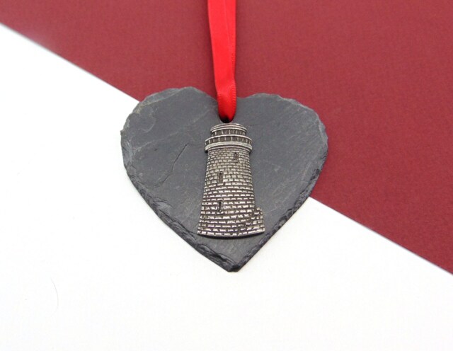 Lighthouse Natural Slate Heart - Christmas Decoration 2025 Gift Nautical Dad - image 1