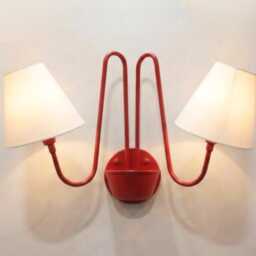 Wall Light Matte Red Contemporary Twin Shade Sconce, Artistic Minimalist Fixture For Luxury Modern Interior Styling - thumbnail 3