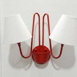Wall Light Matte Red Contemporary Twin Shade Sconce, Artistic Minimalist Fixture For Luxury Modern Interior Styling - thumbnail 2