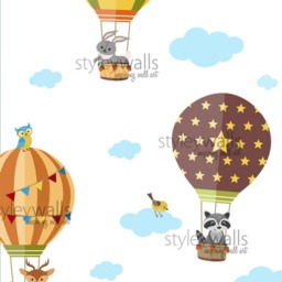 Air Balloons Wall Decal, Forest Woodland Animals Decal Sticker, Hot Sticker For Nursery Baby Kids Room Decor - thumbnail 4