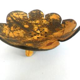 "Natural Coconut Shell Soap Dish Leaf Shape Hand Carved Handmade Wooden Carving Home Art Decor/Zen Gift 5.25""x5""x2" - thumbnail 2