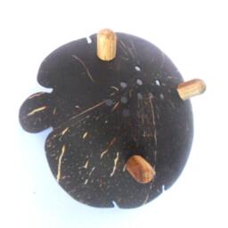 "Natural Coconut Shell Soap Dish Leaf Shape Hand Carved Handmade Wooden Carving Home Art Decor/Zen Gift 5.25""x5""x2" - thumbnail 4