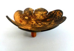 "Natural Coconut Shell Soap Dish Leaf Shape Hand Carved Handmade Wooden Carving Home Art Decor/Zen Gift 5.25""x5""x2"