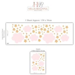 Pink Cloud Wall Stickers Nursery Decals - Neutral Star Decor Boho Baby Girl Peel & Stick - thumbnail 2