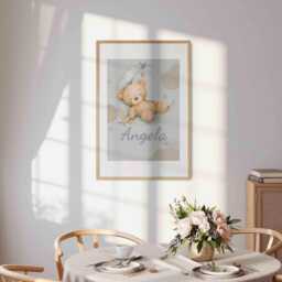 Personalised Teddy Moon Wall Art - Custom Name & Background Colour Cute Nursery Print Baby Bedroom Decor Adorable Keepsake Gift - thumbnail 3