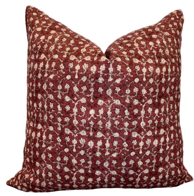 Robert Kime Ume Red Linen Double Sided Cushion Cover - image 1