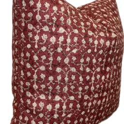 Robert Kime Ume Red Linen Double Sided Cushion Cover - thumbnail 2