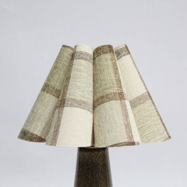 Handmade Khaki Checkered Fabric Lampshade For Indoor Lighting-88# - image 1