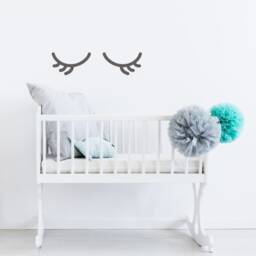 Sleepy Eyes Decal, Eyelash Wall Decals, Girls Bedroom Modern Sticker, Kids Art, Sticker Nursery 130Nw - thumbnail 1