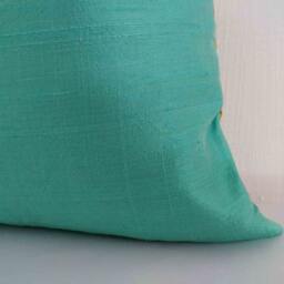 Mint & Olive Color Block Raw Silk Pillow Cover, Handmade - thumbnail 4