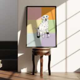 Labrador Wall Art - Drawing, Dog Lovers Gift, Yellow Drawing, Poster, Print, Customisable Colour - thumbnail 2