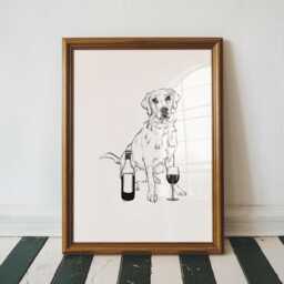 Labrador Wall Art - Drawing, Dog Lovers Gift, Yellow Drawing, Poster, Print, Customisable Colour - thumbnail 1