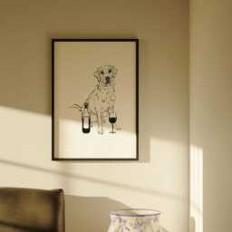 Labrador Wall Art - Drawing, Dog Lovers Gift, Yellow Drawing, Poster, Print, Customisable Colour - thumbnail 3