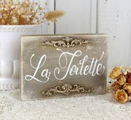 La Toilette Sign, Rustic French Country Bathroom Decor - thumbnail 1