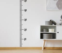 Wall Sticker Height Chart 7Ft Feet & Inches Matt Black Kids Childrens Measurement Bedroom Nursery Interior Design - thumbnail 1