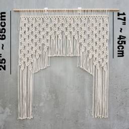 Custom Macrame Curtain Boho Window Covering, Natural Cotton Decor - thumbnail 3