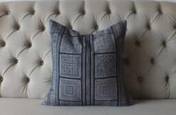Grey Hmong Pillow Cover Vintage Fabric Decorative Accent Cushion Covers Handwoven Textiles Scatter Cushions - thumbnail 1