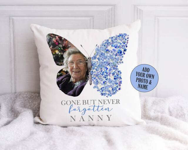 Memorial Photo Cushion, Remembrance Hug Pillow, Gone But Never Forgotten, Picture Gifts For Her & Him - image 1