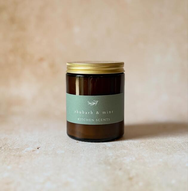 Rhubarb & Mint Soy Wax Candle, Scented Present For Friend, Vegan