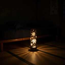 Handmade Maple Leaf Bamboo Lamp Japanese Zen Decor - 12 Inches - thumbnail 4