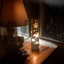 Handmade Maple Leaf Bamboo Lamp Japanese Zen Decor - 12 Inches - thumbnail 3