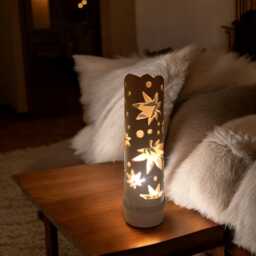 Handmade Maple Leaf Bamboo Lamp Japanese Zen Decor - 12 Inches - thumbnail 2