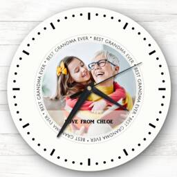 Best Grandma Ever Circle Photo Personalised Gift Clock - thumbnail 1