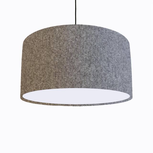Grey Lampshade in Herringbone Tweed With White Lining Lightshade - image 1