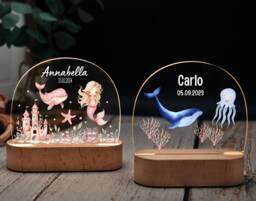 Night Light Sea Animals, Night Baby, Boy, Girl, Baptism, Baby Gifts, Mermaid, Turtle - thumbnail 1