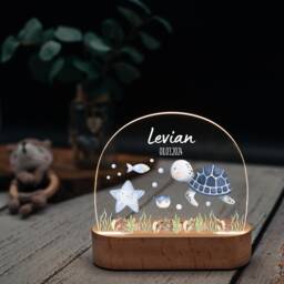 Night Light Sea Animals, Night Baby, Boy, Girl, Baptism, Baby Gifts, Mermaid, Turtle - thumbnail 3