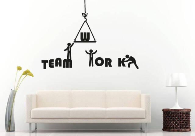 Teamwork Team Building People Holding Sign Office Space Work Success Motivation Wall Sticker Decal Vinyl Mural Decor Art L2399 - image 1