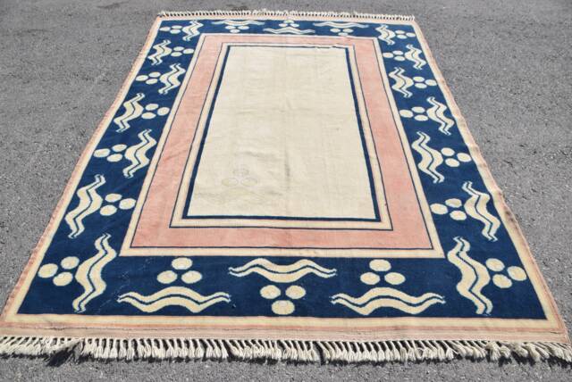 Anatolian Rug, Beige Antique Rugs, 6.3x8.8 Ft Large Turkish Vintage Rugs For Dining Room, Aztec Bedroom Rug - image 1
