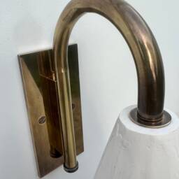 Swan Neck Plaster Cone Wall Light With Bent Brass Stem & Machined Rectangular Backplate - thumbnail 4