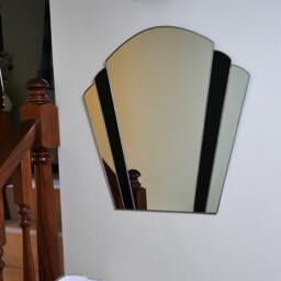 Art Deco Mirror - Fantail Blue Stained Glass - thumbnail 3