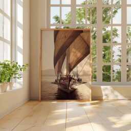 Vintage Sailing Ship Wall Art Print - Nautical Ocean Poster Sepia Sailboat Photography Coastal Decor Maritime Design - thumbnail 3