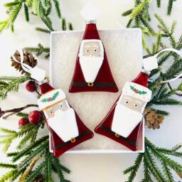 Fused Glass, Santa Decoration, Fused Glass Father Christmas Tree Home Decor, Robin, Gifts - thumbnail 2