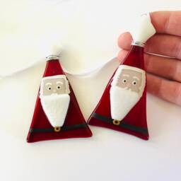 Fused Glass, Santa Decoration, Fused Glass Father Christmas Tree Home Decor, Robin, Gifts - thumbnail 4