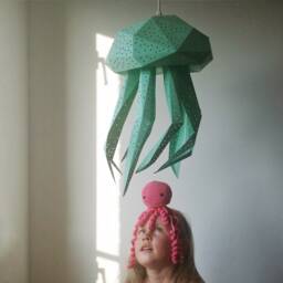 Jellyfish 3Dpapercraft, Paper Lamp Shade, Hanging Lampshades, Livingroom Decor, Kids Room Nightlight, Geometric Lamp, Natural Lamps