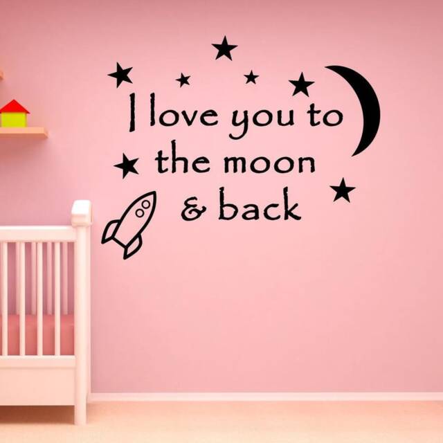 Vwaq I Love You To The Moon & Back Nursery Wall Decal Saying Quote Kids Room Decor - Yshs-56