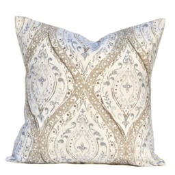 Two Magnolia Pillow Covers, Cushion, Decorative Throw Pillow, Tan Accent Grey Case - thumbnail 2