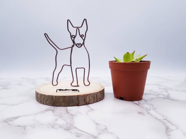 Wire Bull Terrier Sculpture, Dog Memorial, Desk Decor - image 1