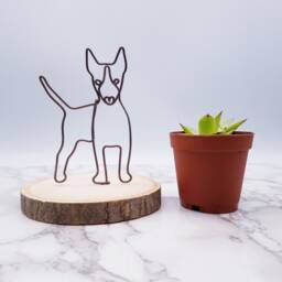 Wire Bull Terrier Sculpture, Dog Memorial, Desk Decor - thumbnail 2