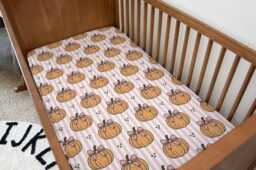 Pumpkins - Stripes Pink, Bedding, Duvet Covers, Fitted Sheets, Festive Bedding, Spooky Halloween, Kids Bedding
