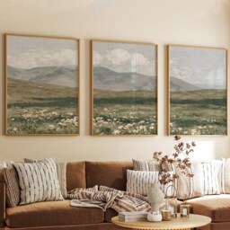 Mountain Meadow Trio, Green Landscape Wall Art Set - thumbnail 4