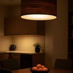 Wood Pendant Light - Minimalist Ceiling Lamp For Dining Room Or Kitchen Japandi - thumbnail 4