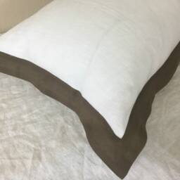Natural Linen Euro Sham Cover With Border Oxford Flange, Bi-Chrome Color Block Pillowcase, 40+ Color Choices, Mix & Match Your Way - thumbnail 2