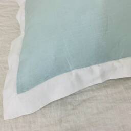 Natural Linen Euro Sham Cover With Border Oxford Flange, Bi-Chrome Color Block Pillowcase, 40+ Color Choices, Mix & Match Your Way - thumbnail 3