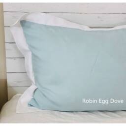 Linen Euro Sham Cover, Oxford Flange Border, Bi-Color Block Pillowcase, 40+ Colors, Mix & Match, Natural Bedding - thumbnail 4