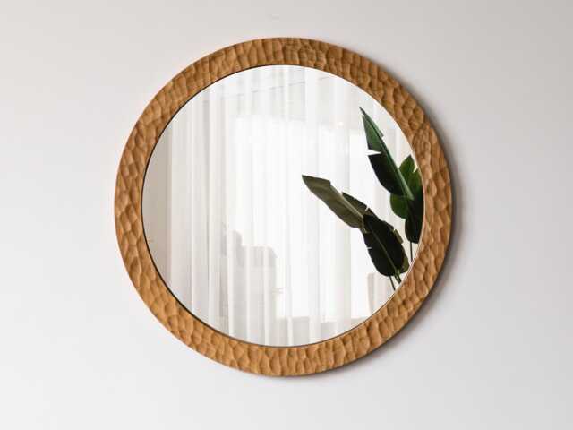 "Minimalist Round Oak Wood Wall Mirror - ""Ondo" - image 1